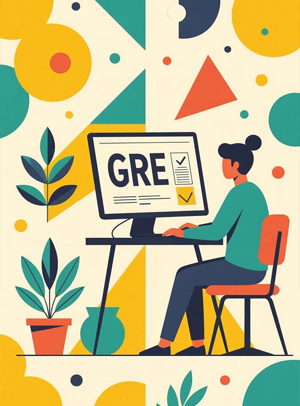 داوطلب در حال آزمون GRE آنلاین در خانه